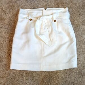 White linen mini pencil skirt